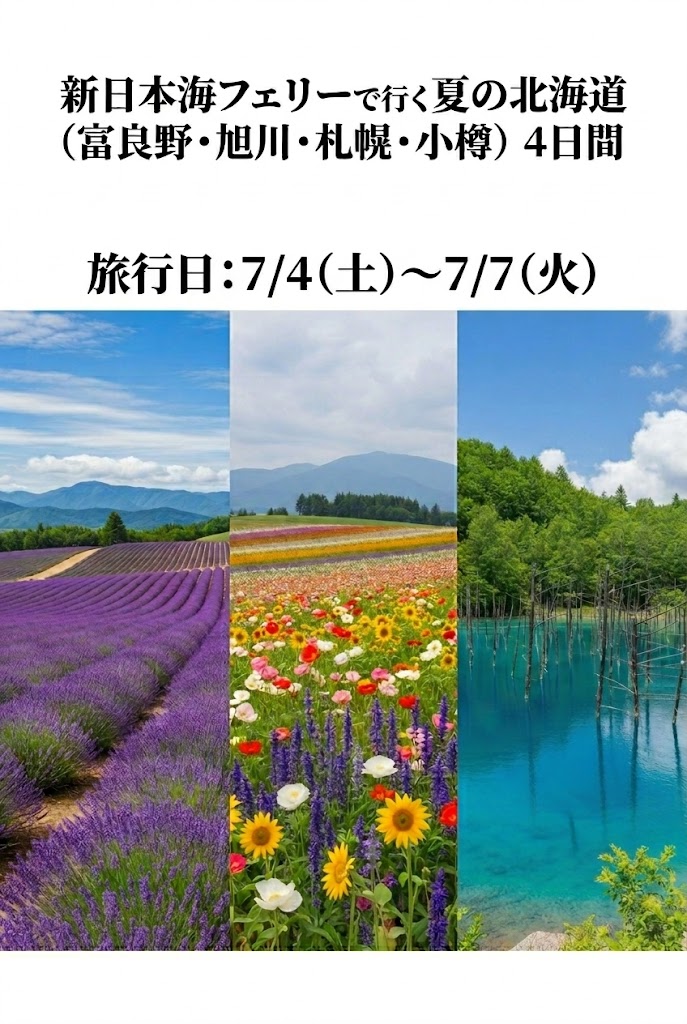 新日本海フェリーで行く　<br />
夏の北海道４日間